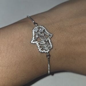 Elegant Silver Hamsa Hand Bracelet